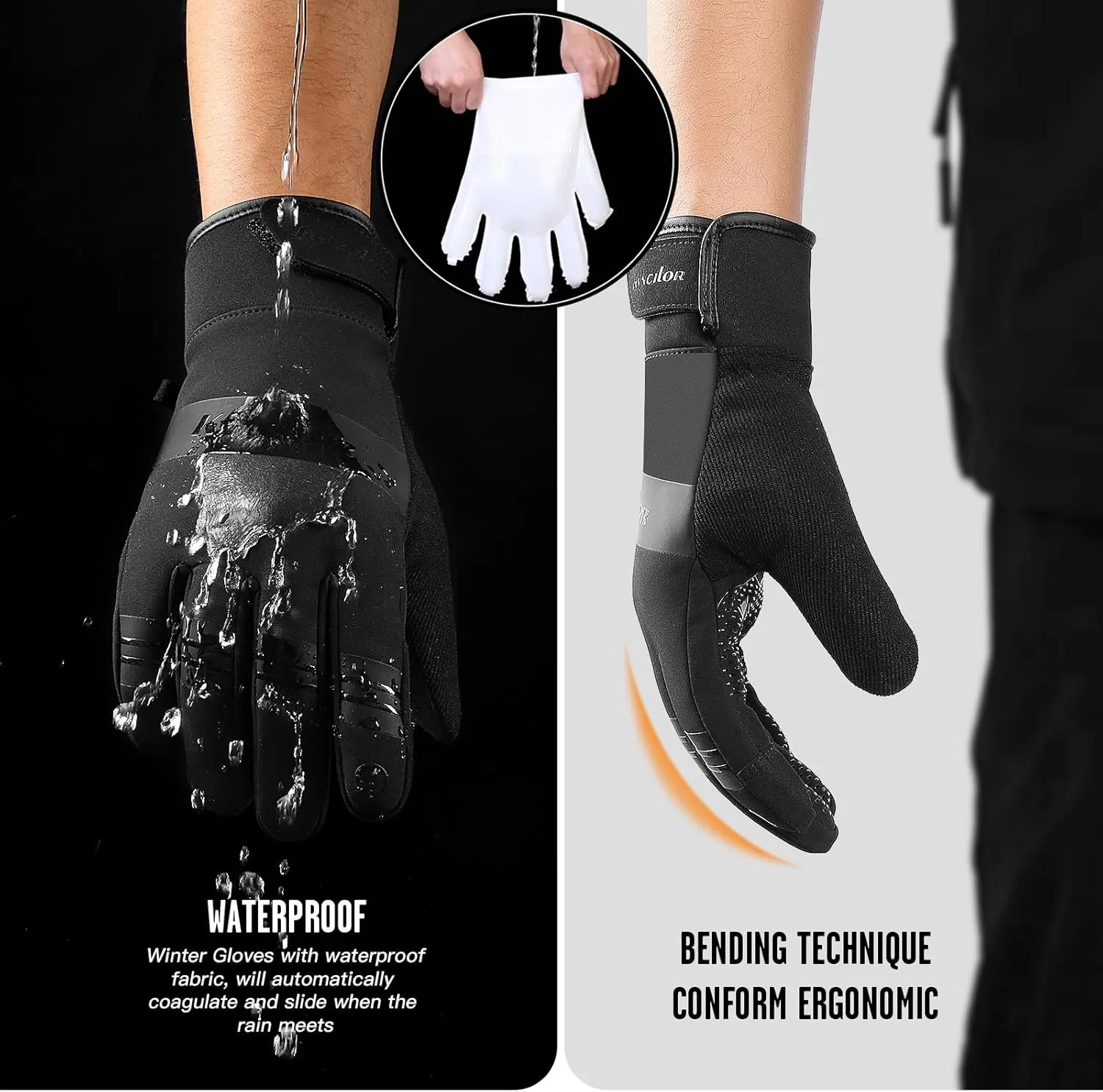 10℉ Winter Gloves Waterproof Windproof Men Women - Touch Screen Thermal Warm Ski Gloves, with Non-slip Grip and Soft Lining for Cold Weather Running, Cycling, Biking, Driving, Hiking, Golf, Snow