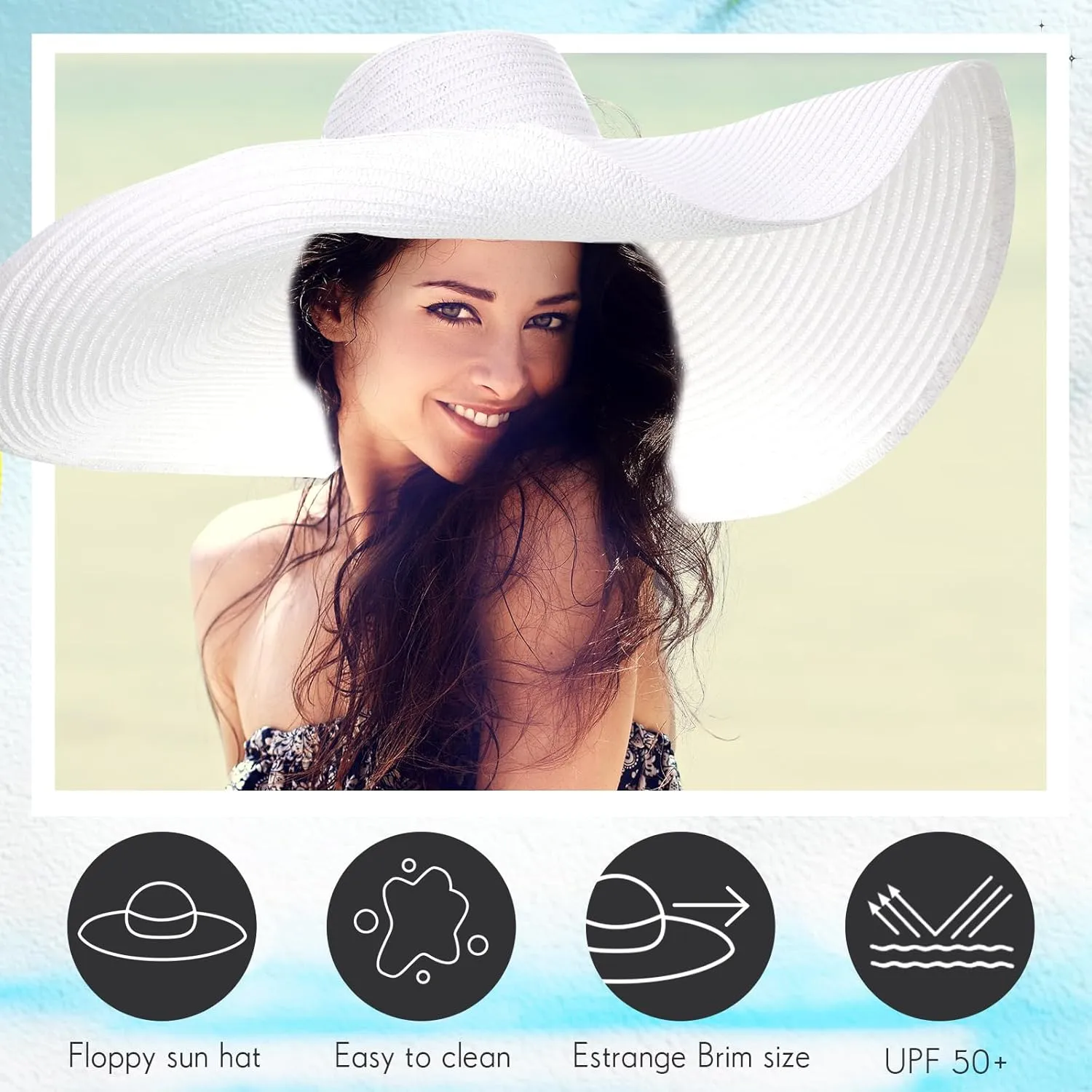 2 Pcs Oversized Beach Hat for Women UV Protection Large Wide Brim Foldable Beach Hat Floppy Beach Cap for Summer Outdoor