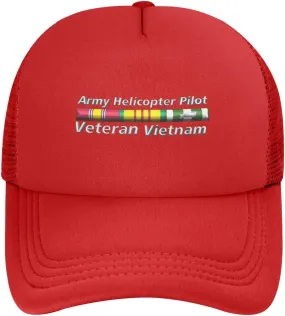 Army Helicopter Pilot Vietnam Veteran Baseball Cap for Men Women Mesh Hat Adjustable Trucker Hat Dad Hat