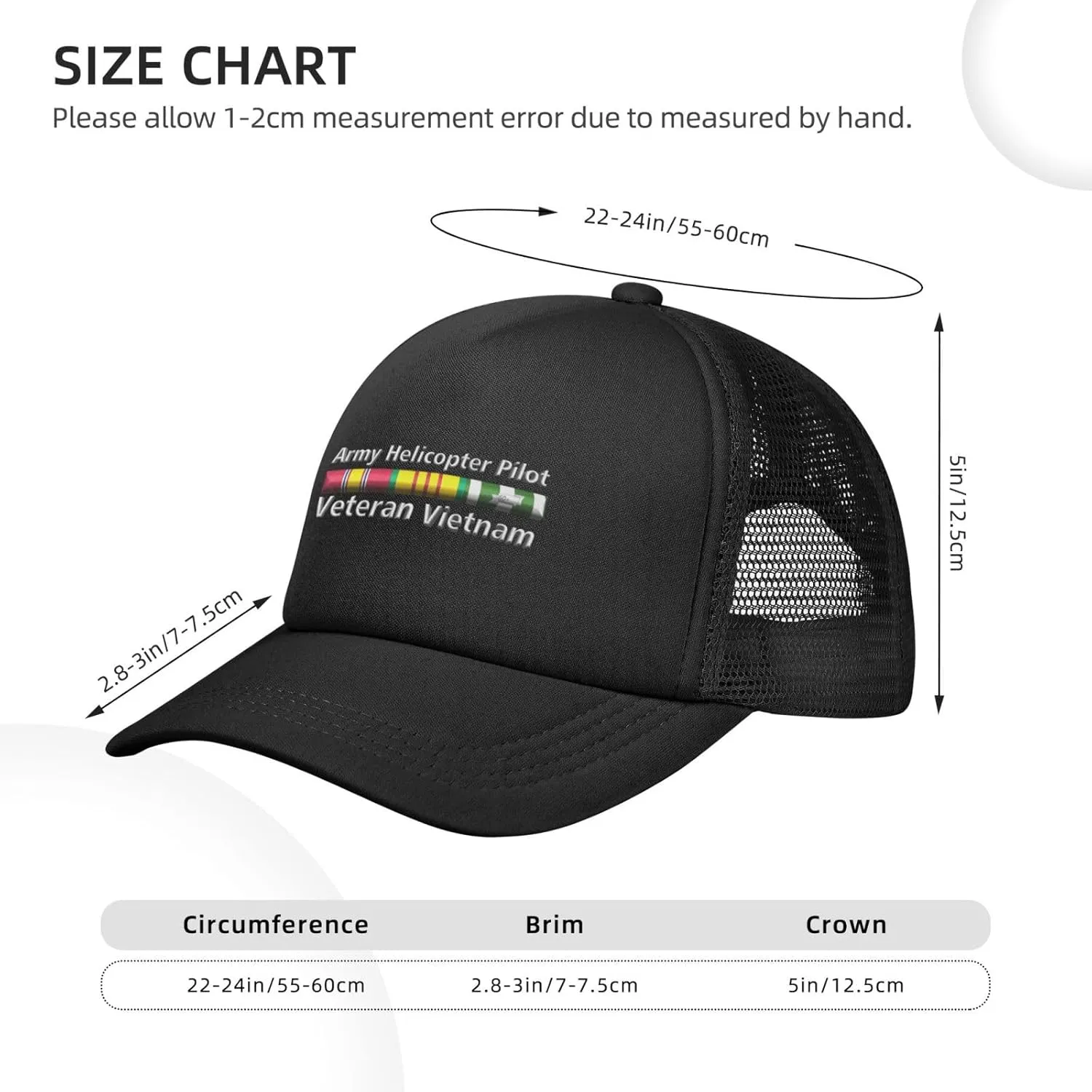Army Helicopter Pilot Vietnam Veteran Baseball Cap for Men Women Mesh Hat Adjustable Trucker Hat Dad Hat