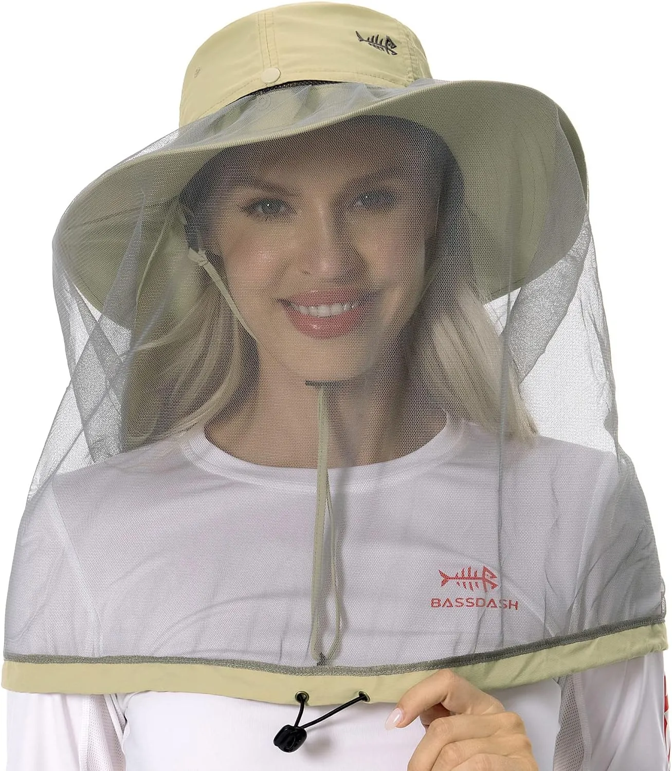 BASSDASH UPF 50  Mosquito Sun Hat with Hidden Head Net and Neck Flap for Men Women Outdoor Fishing Hiking Camping FH16