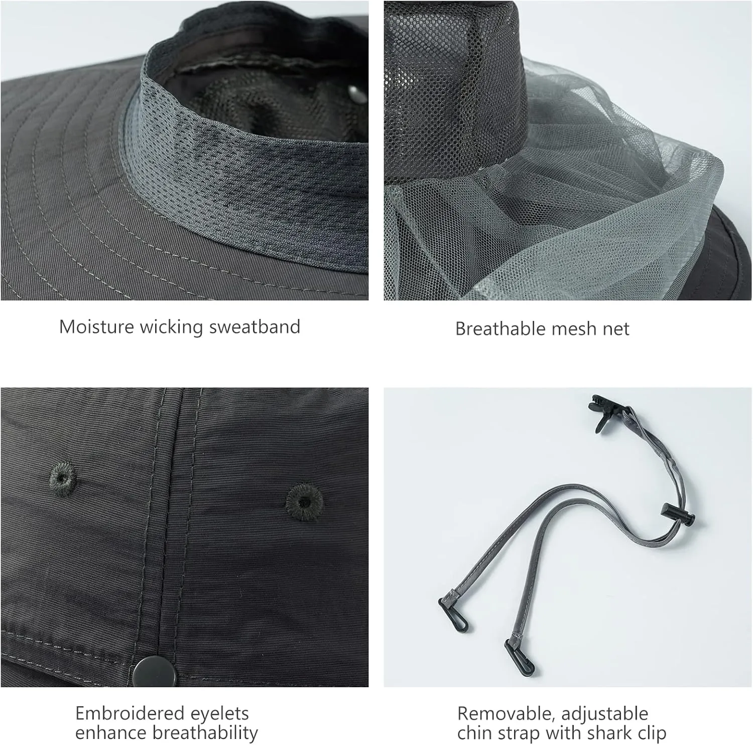 BASSDASH UPF 50  Mosquito Sun Hat with Hidden Head Net and Neck Flap for Men Women Outdoor Fishing Hiking Camping FH16