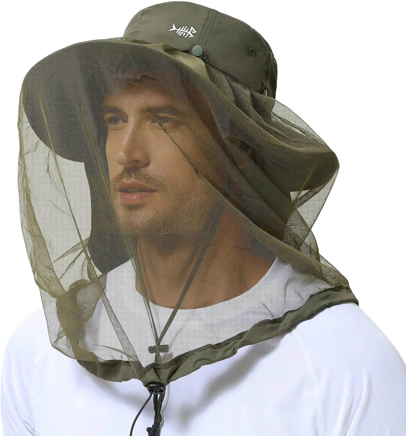 BASSDASH UPF 50  Mosquito Sun Hat with Hidden Head Net and Neck Flap for Men Women Outdoor Fishing Hiking Camping FH16