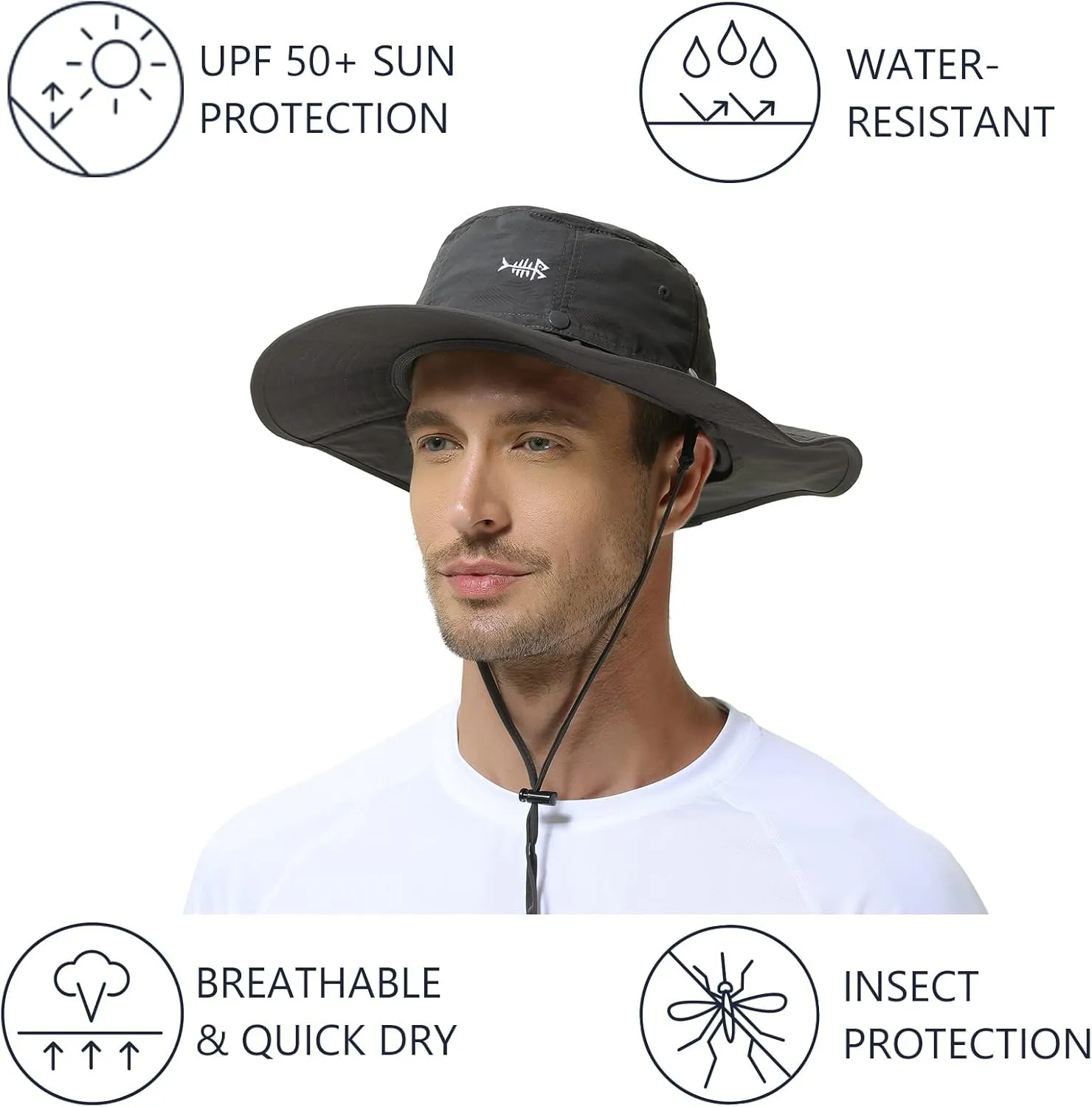 BASSDASH UPF 50  Mosquito Sun Hat with Hidden Head Net and Neck Flap for Men Women Outdoor Fishing Hiking Camping FH16