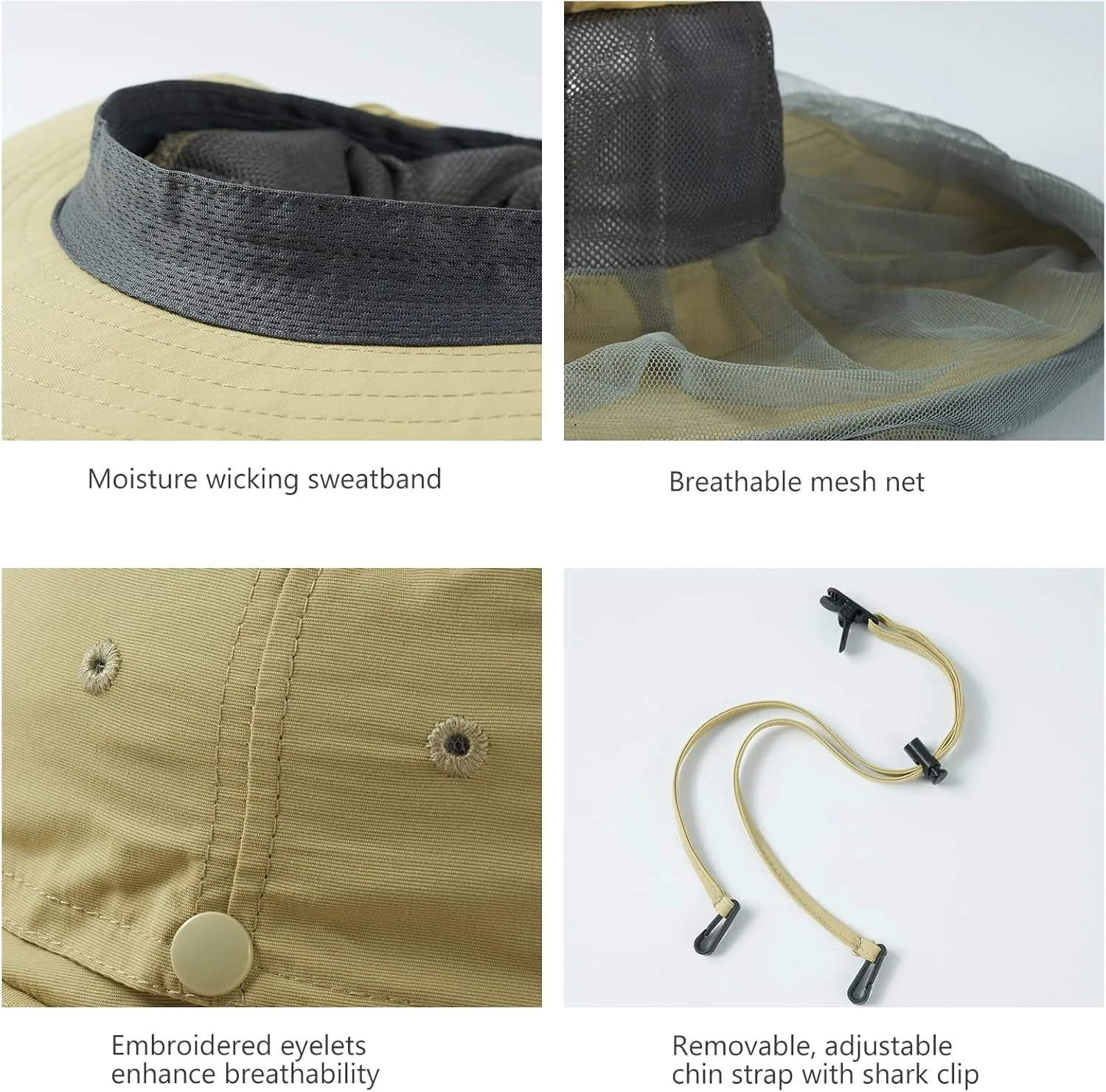 BASSDASH UPF 50  Mosquito Sun Hat with Hidden Head Net and Neck Flap for Men Women Outdoor Fishing Hiking Camping FH16