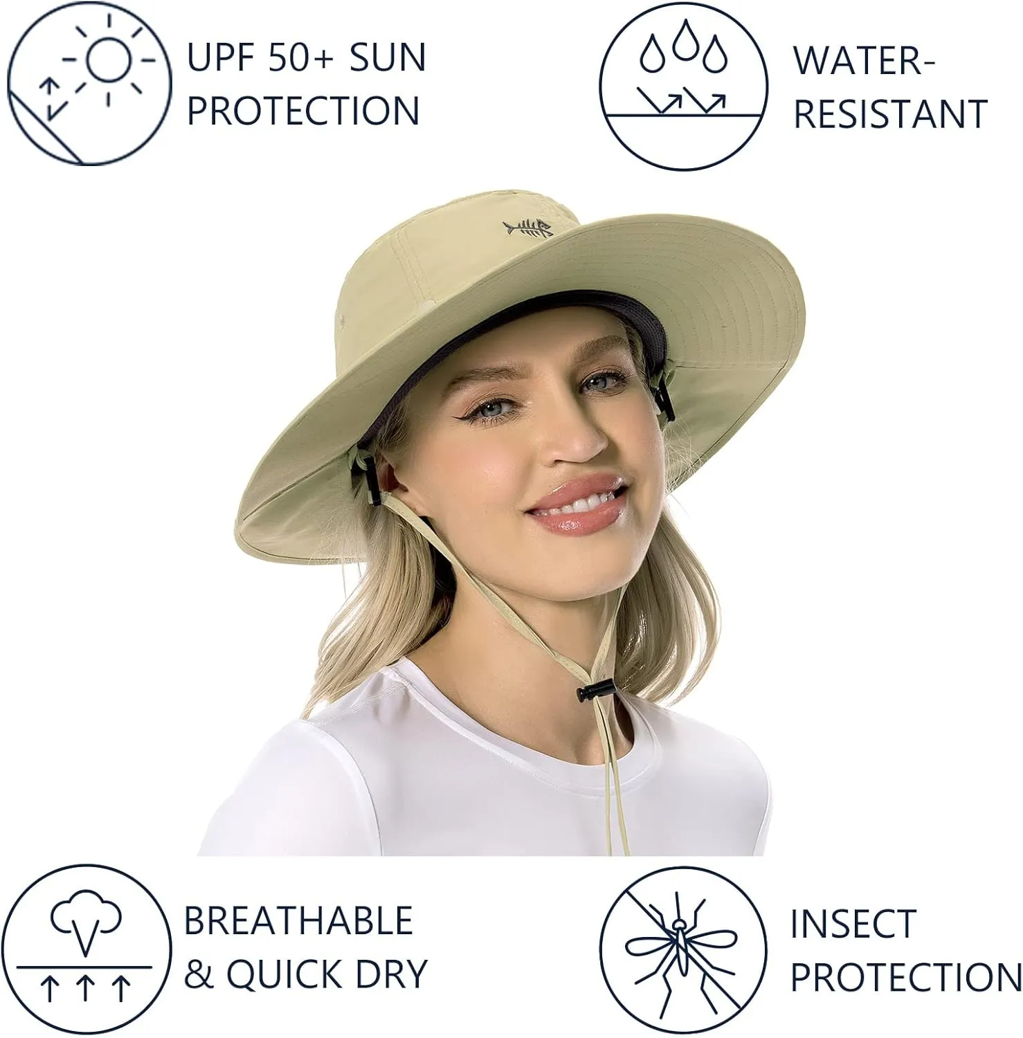 BASSDASH UPF 50  Mosquito Sun Hat with Hidden Head Net and Neck Flap for Men Women Outdoor Fishing Hiking Camping FH16