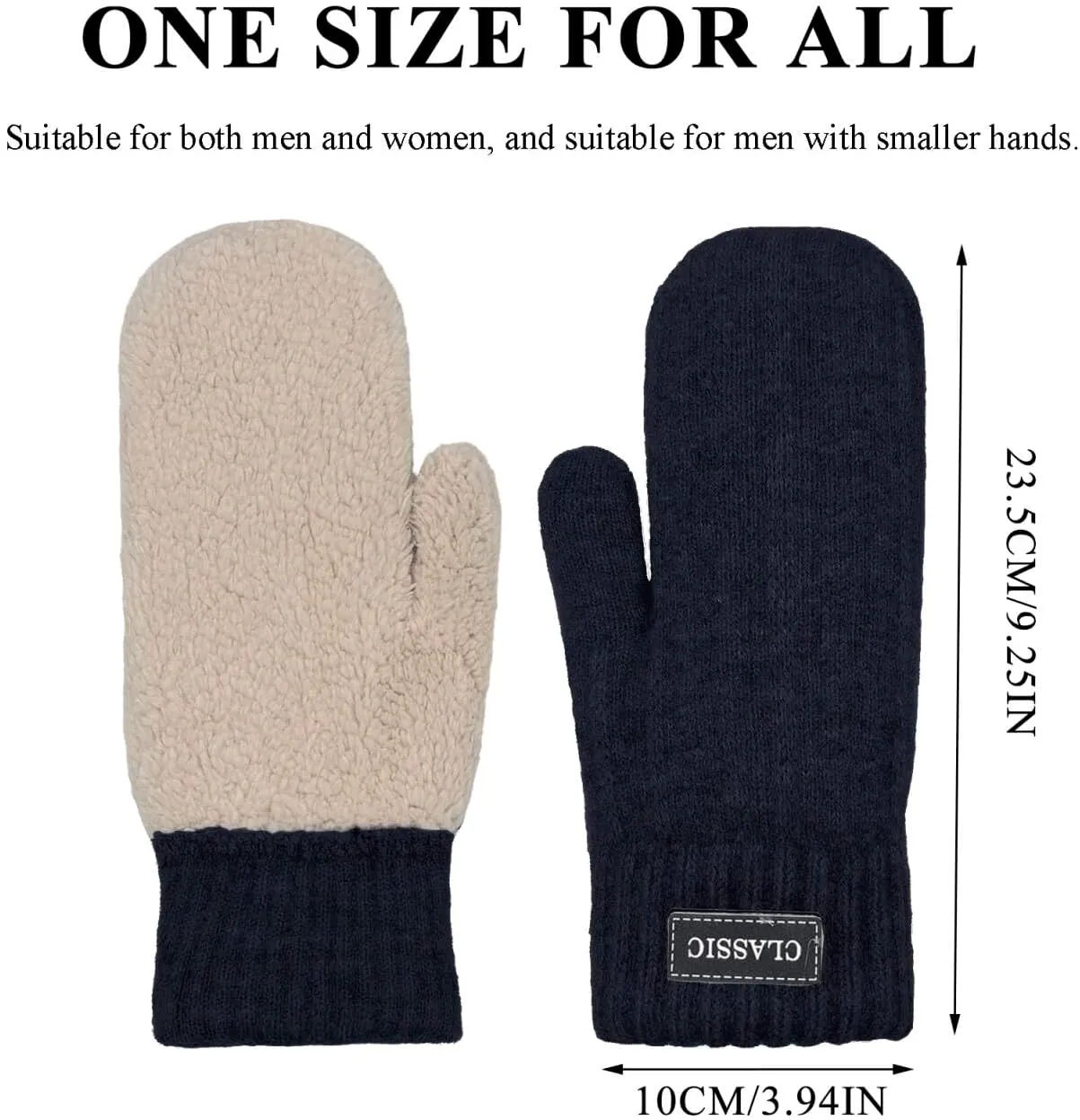 Beurlike Winter Mittens Gloves for Women Warm Fleece Lining Knit Thick Gloves for Cold Weather
