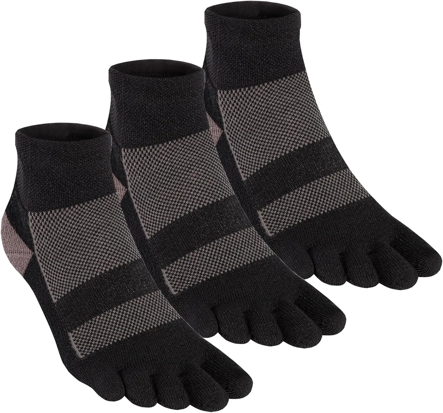 Coolmax Toe Socks for Women and Men No Show Low Cut High Performance 5 Finger Running Socks Athletic Wicking 3 Pack