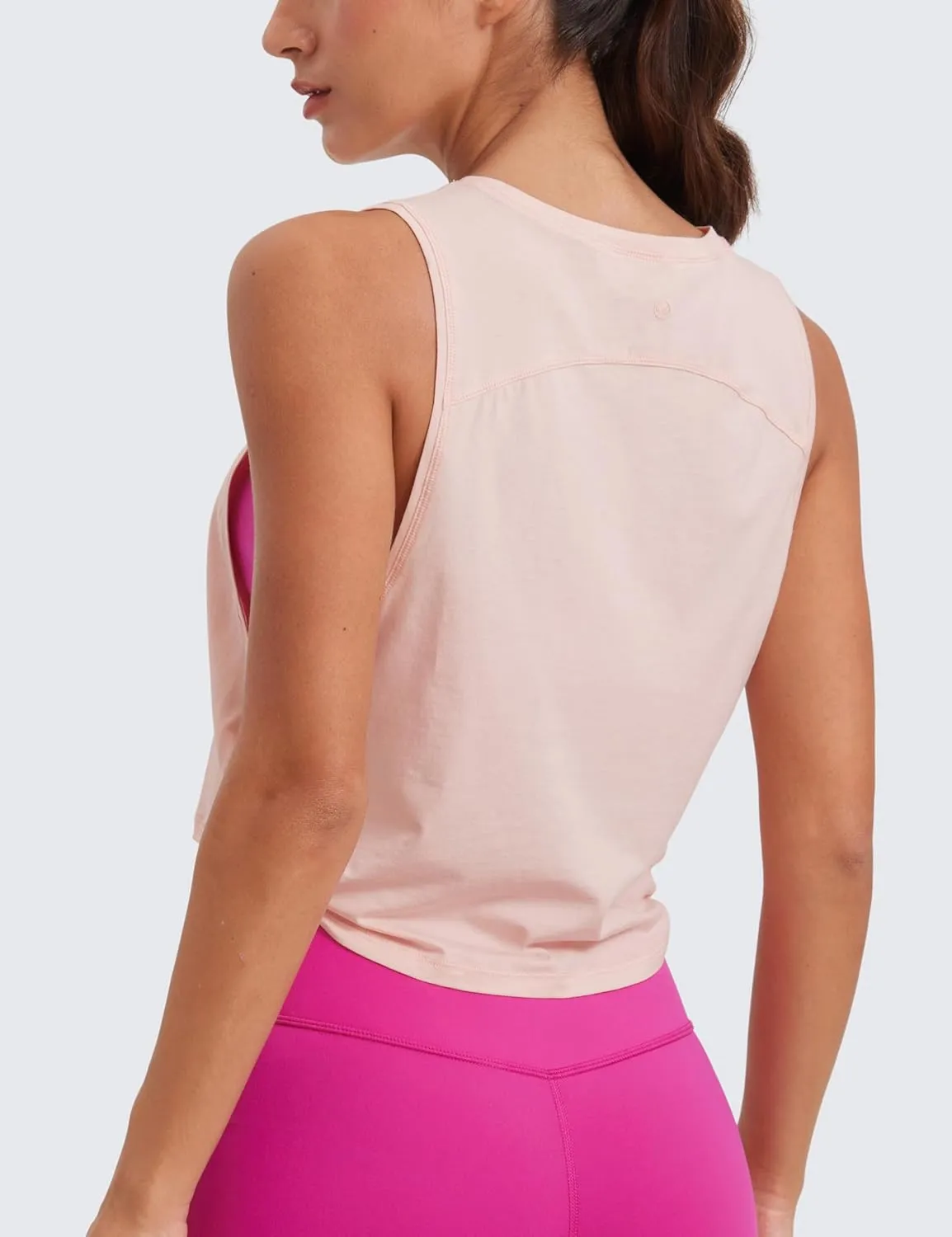 CRZ YOGA Pima Cotton Cropped Workout Tank Tops for Women - Sleeveless Sports Athletic Yoga Running Gym Crop Shirts