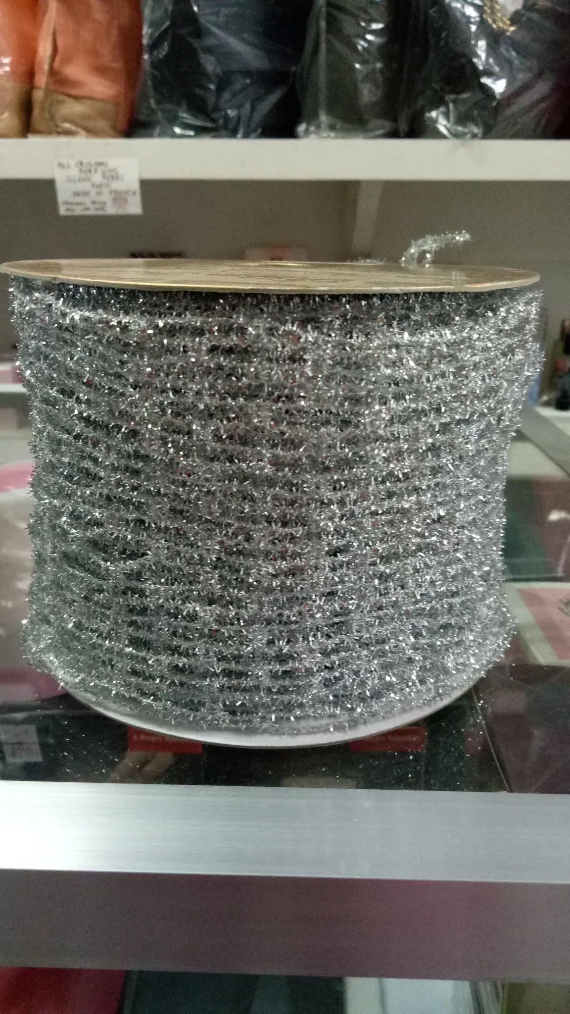 FARRISILK RIBBON - Metallic Glitter Tinsel Mesh Ribbon, Silver, 4-Inch, 10 Yards