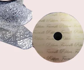 FARRISILK RIBBON - Metallic Glitter Tinsel Mesh Ribbon, Silver, 4-Inch, 10 Yards