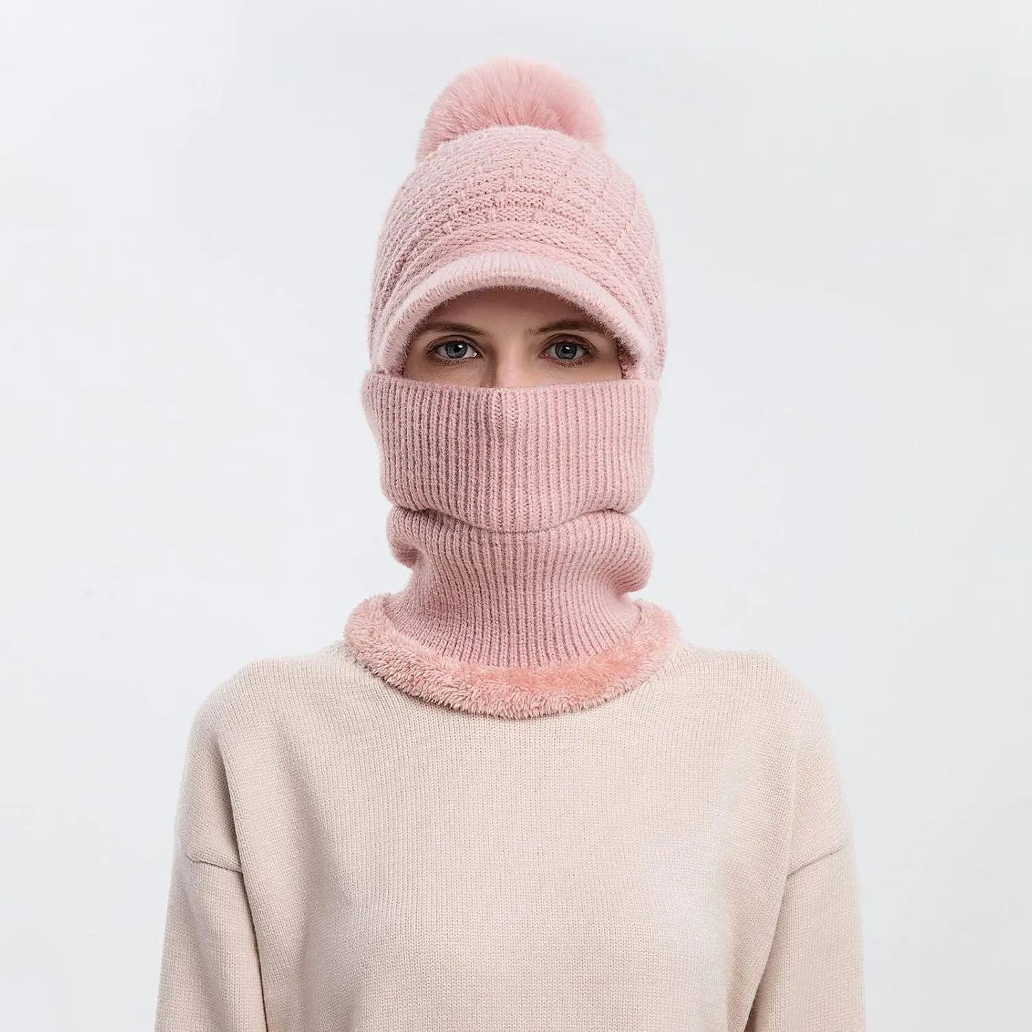 Fashion Winter Warm Set Winter Hats Scarf for Women Men Winter Warm Thick Knit Hat Scarf Set Fleece Caps Neck Scarves