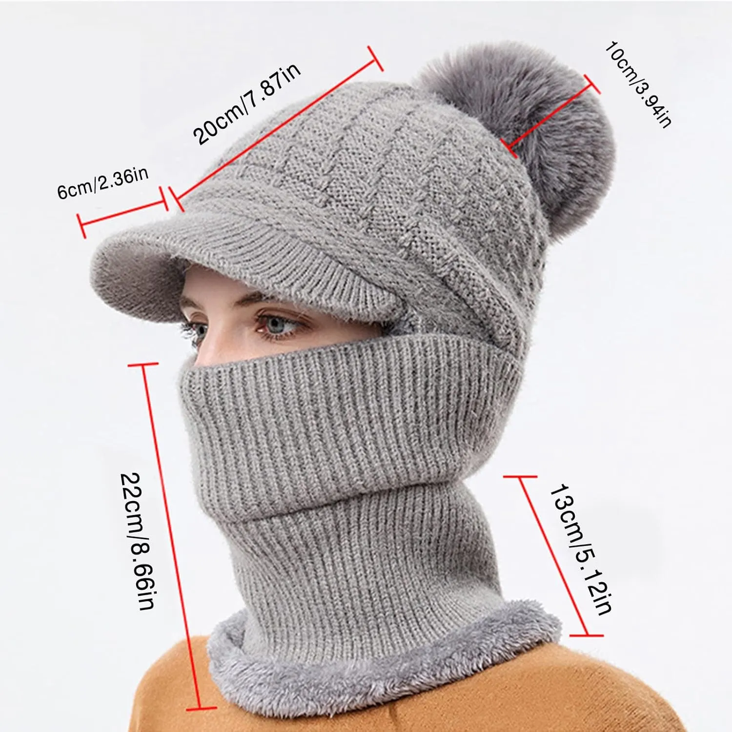 Fashion Winter Warm Set Winter Hats Scarf for Women Men Winter Warm Thick Knit Hat Scarf Set Fleece Caps Neck Scarves