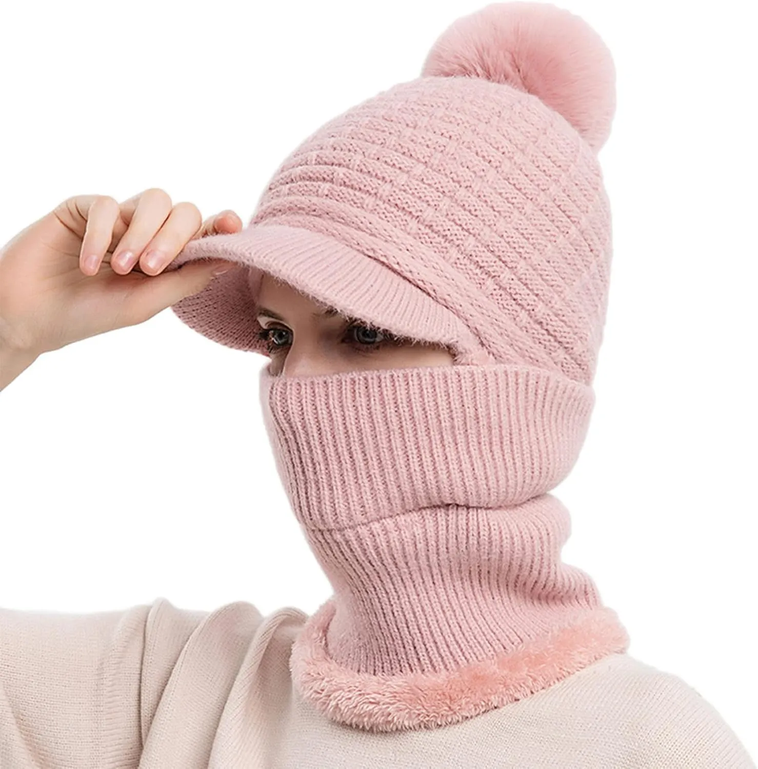 Fashion Winter Warm Set Winter Hats Scarf for Women Men Winter Warm Thick Knit Hat Scarf Set Fleece Caps Neck Scarves