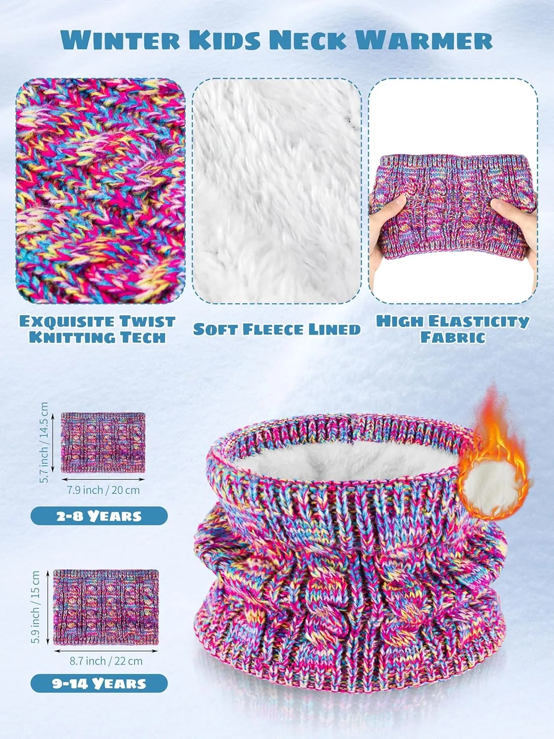 Glooarm Kids Winter Hat Gloves Scarf Set, Girls Toddler Winter Beanie Hat with Pom Knit Neck Warmer Gloves Fleece Lined Set
