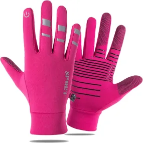 Gloves 360 Whole Palm Winter Touch Screen Glove Unisex Anti-Slip Grip Knit Stretchy Glove (Color : Pink, Size : XL)