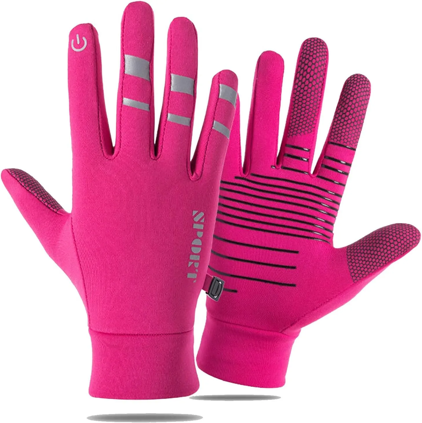 Gloves 360 Whole Palm Winter Touch Screen Glove Unisex Anti-Slip Grip Knit Stretchy Glove (Color : Pink, Size : XL)