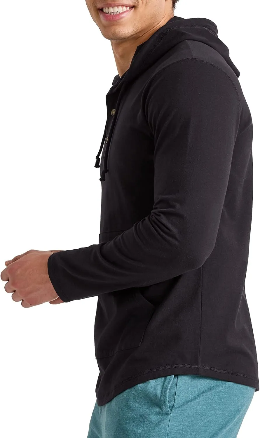 Hanes Men's Originals Tri-Blend Jersey Hoodie, T-Shirt Hoodie with Henley Collar
