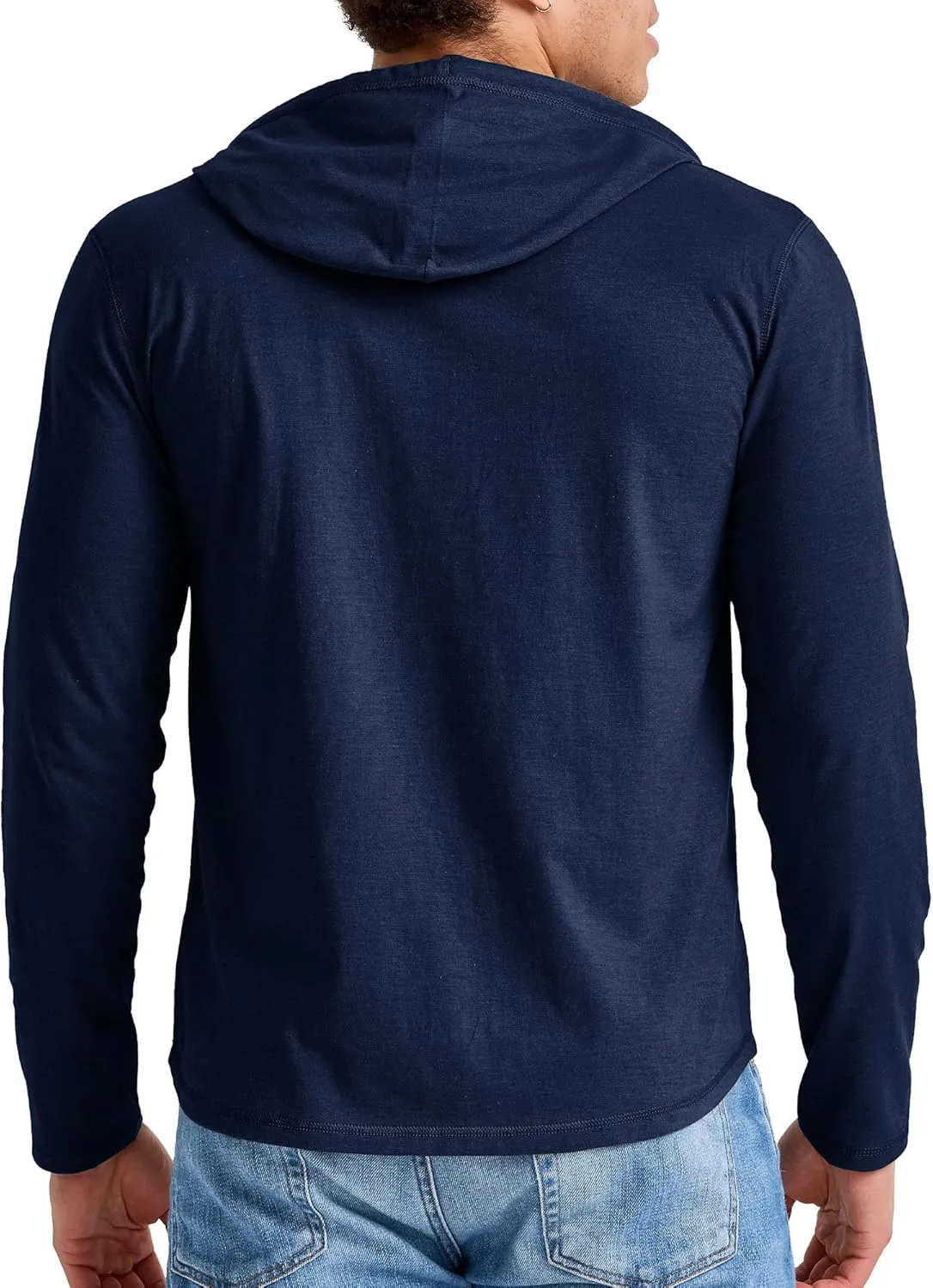 Hanes Men's Originals Tri-Blend Jersey Hoodie, T-Shirt Hoodie with Henley Collar