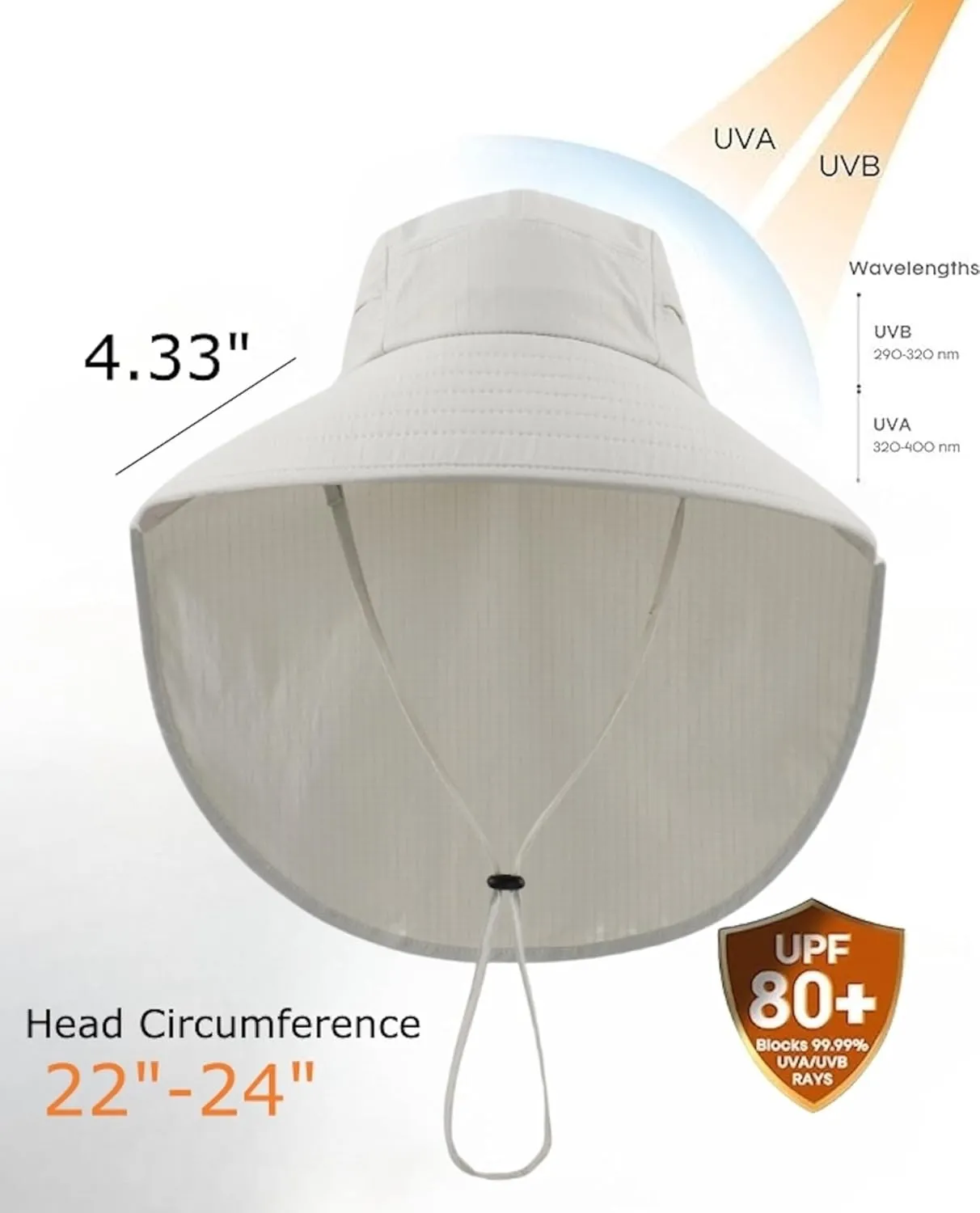 Home Prefer UPF 80  Sun Hat for Men Women Wide Brim Sun Hat with Neck Flap Summer Safari UV Protection Gardening Fishing Hat