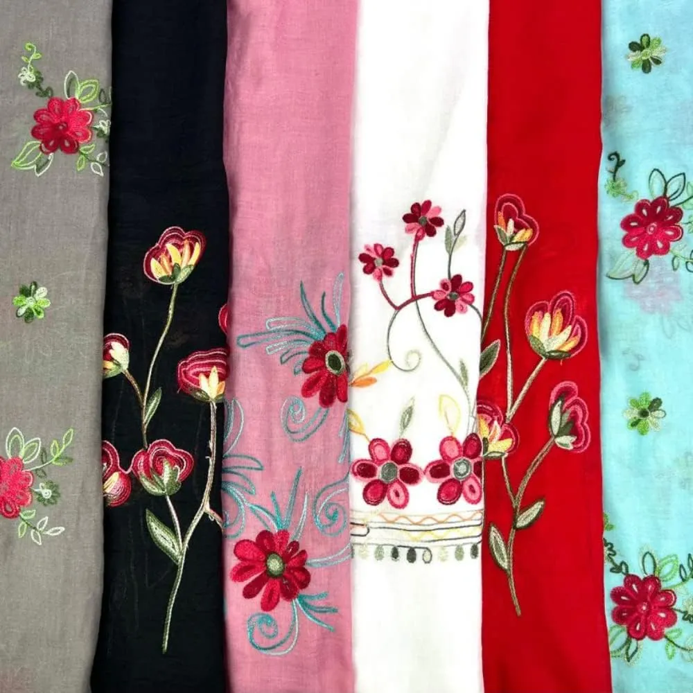 Humble Hilo Embroidered Floral Scarves Elegant Lightweight Colorful Shawl Wrap Scarf for Women