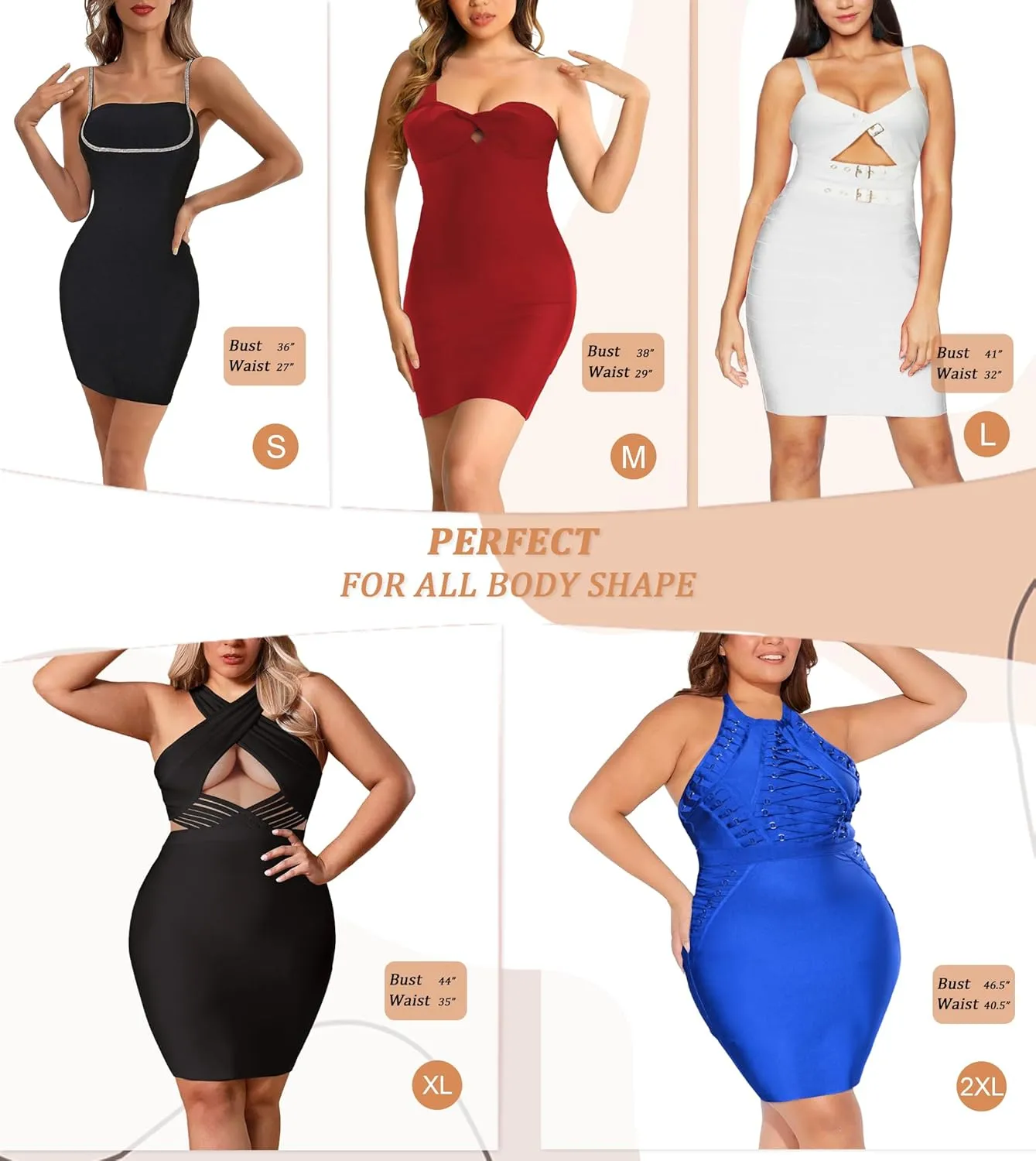 Hybrid & Company Womens Stylish One Shoulder Knotted Bodycon Straps Dress