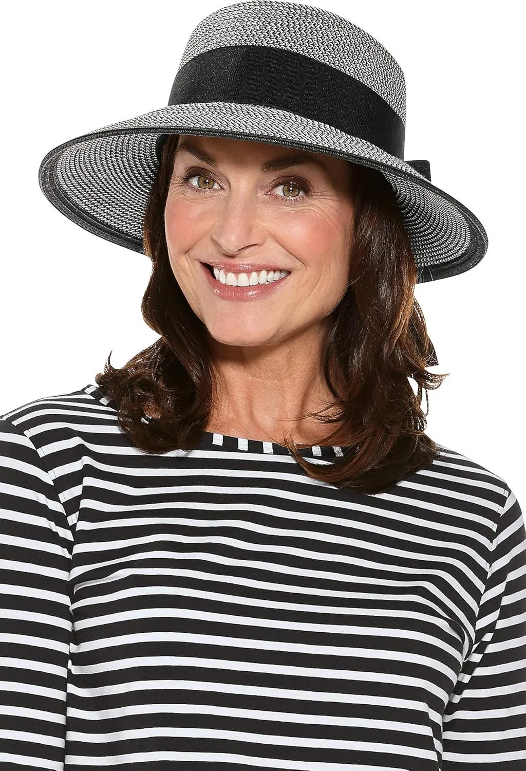 Ladies Sun Hat - UPF 50 Sun Protection - Classic Styling for on The Beach or in Town - Clara in Ivory/Black