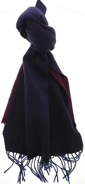 Lanvin Soft Luxurious Pure Cashmere Blue/Red Fringe Scarf