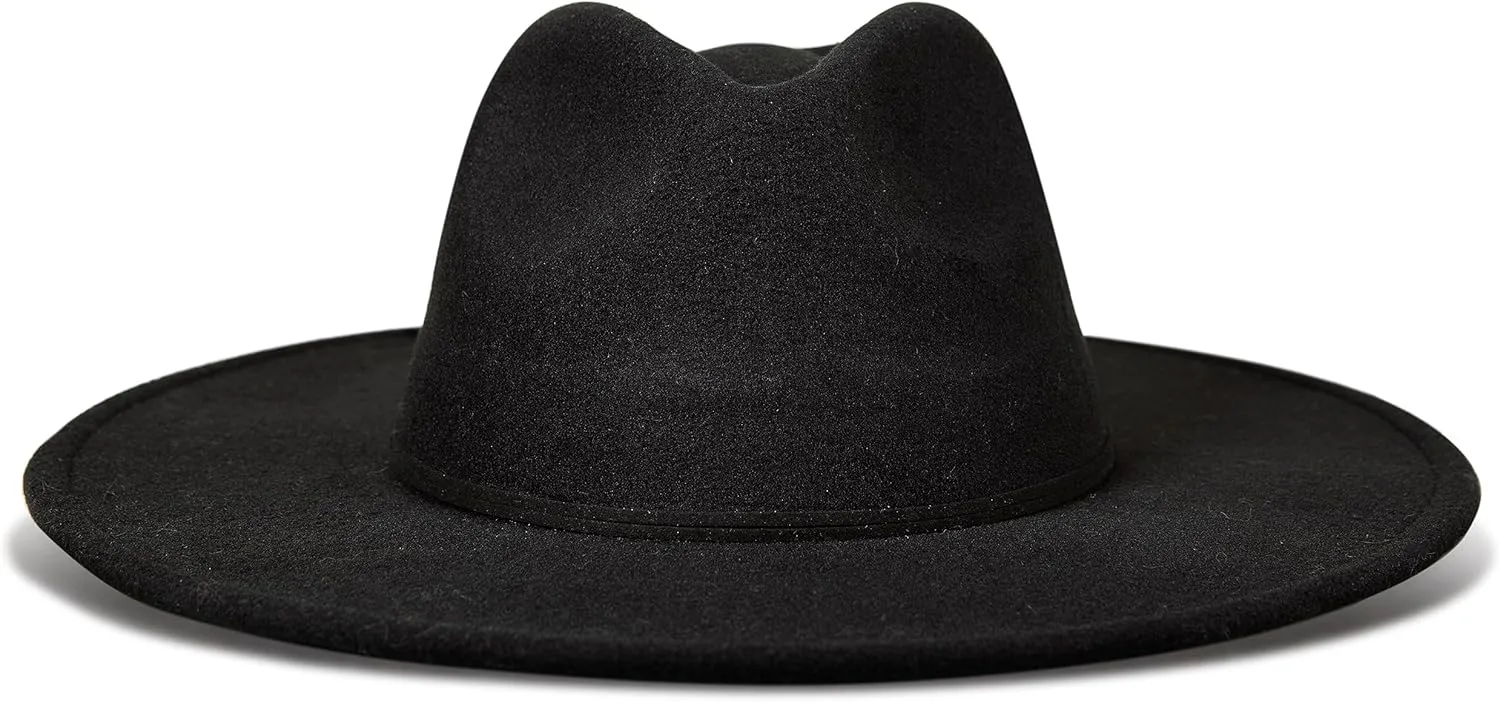 Lucky Brand Women's Wool Felt Fabric Wide Brim Ranger Boater Adjustable Hat (One Size Fits Most)