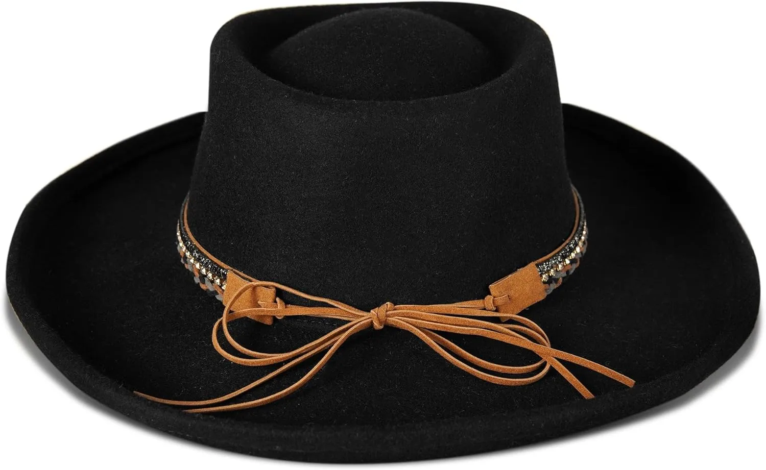 Lucky Brand Women's Wool Felt Fabric Wide Brim Ranger Boater Adjustable Hat (One Size Fits Most)