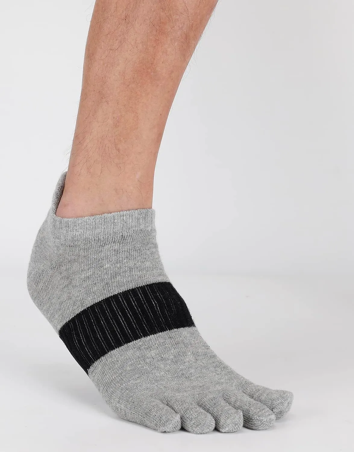 Men Toe Socks No Show Low Cut Athletic Wicking Cotton 5 Finger Split Toe 6 Pack