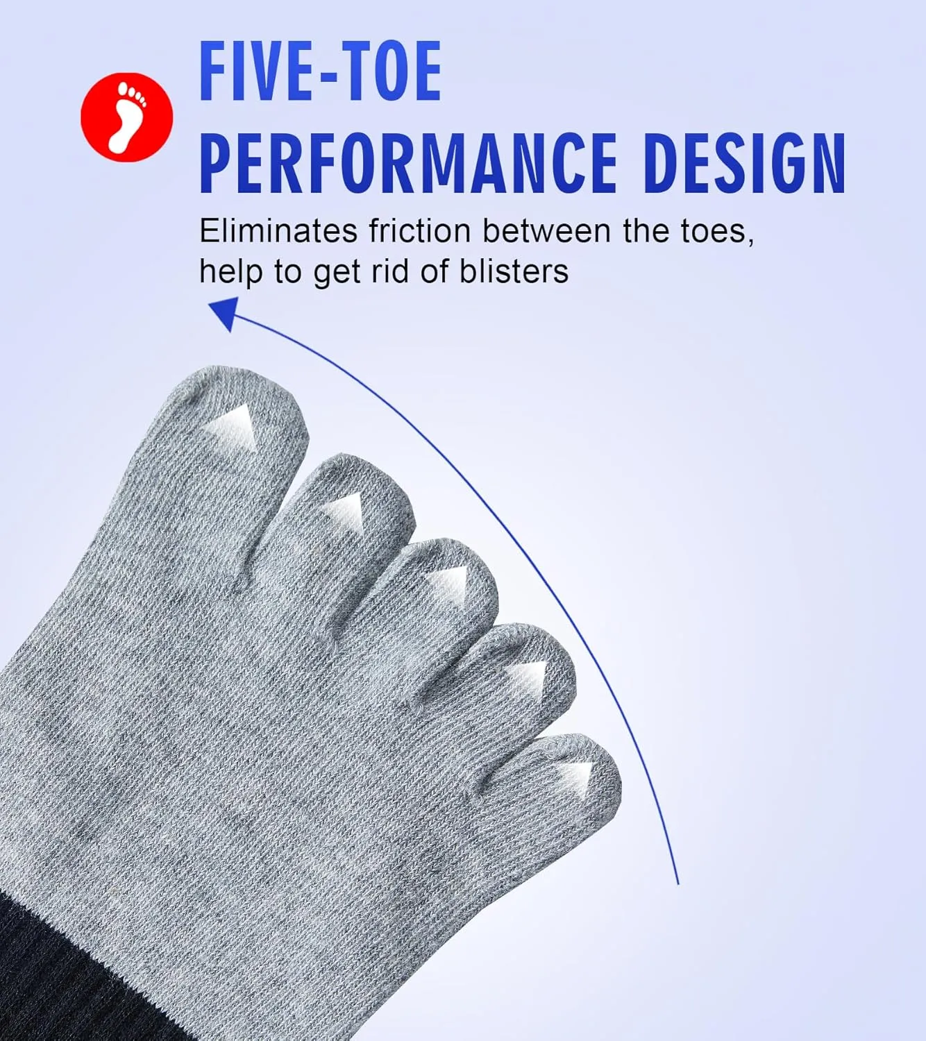 Men Toe Socks No Show Low Cut Athletic Wicking Cotton 5 Finger Split Toe 6 Pack