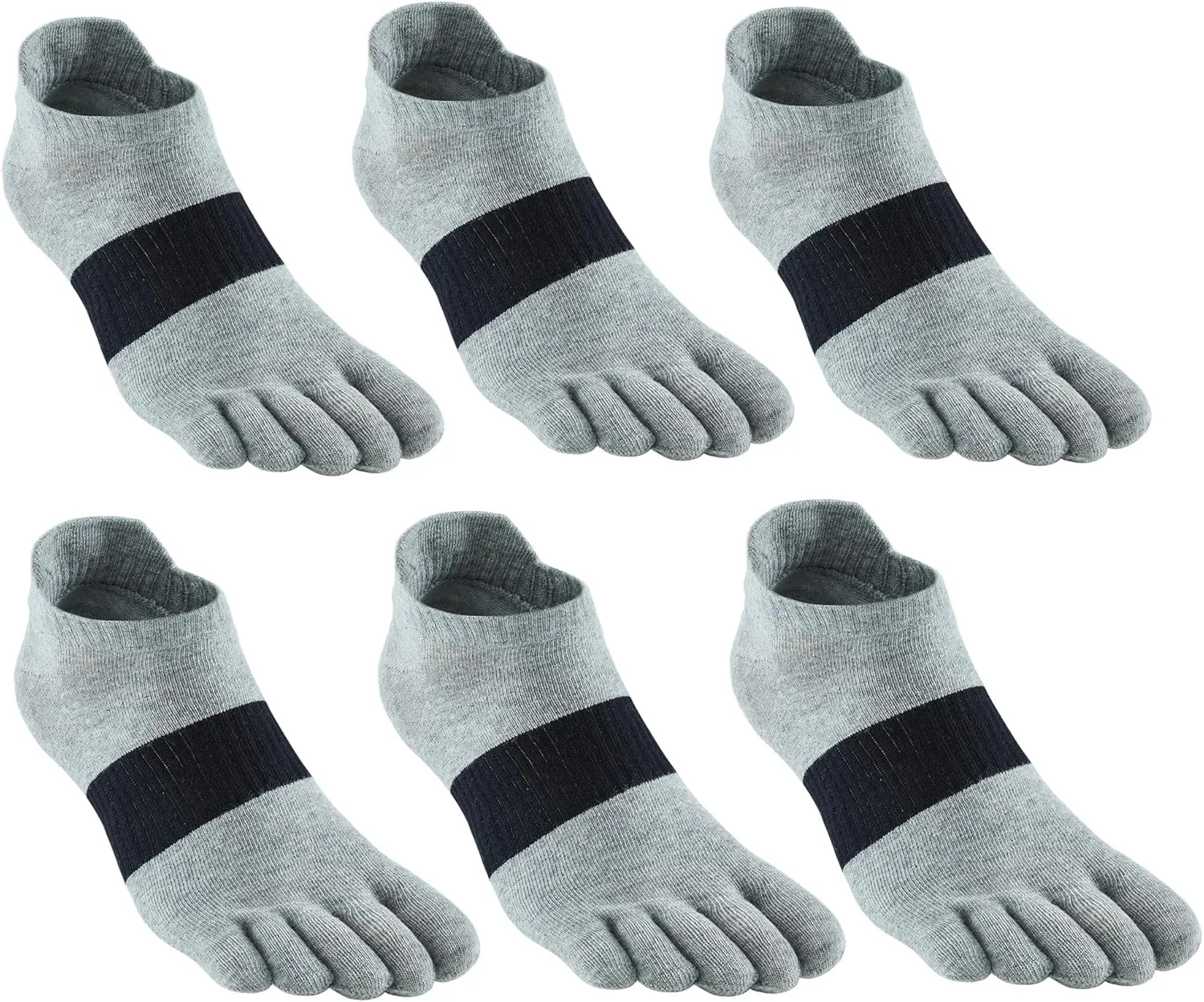 Men Toe Socks No Show Low Cut Athletic Wicking Cotton 5 Finger Split Toe 6 Pack