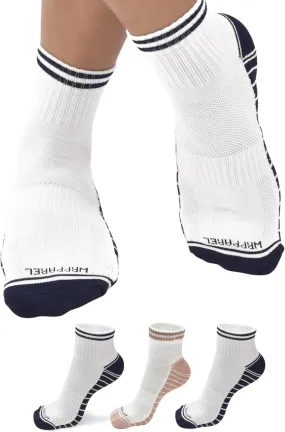 Mens Bamboo Rayon White Ankle Running Socks with Arch Support Moisture Wicking Coshioned Athletic 3 Pairs Size 9-12