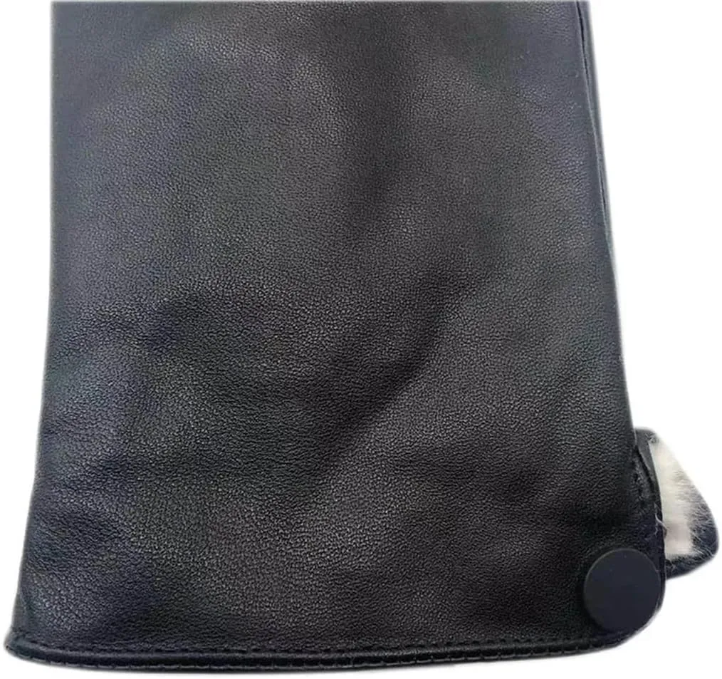 Niiyyjj Men'S Sheepskin Gloves Outdoors Thick Wool White Lining Warm Driving Riding Leather Gloves