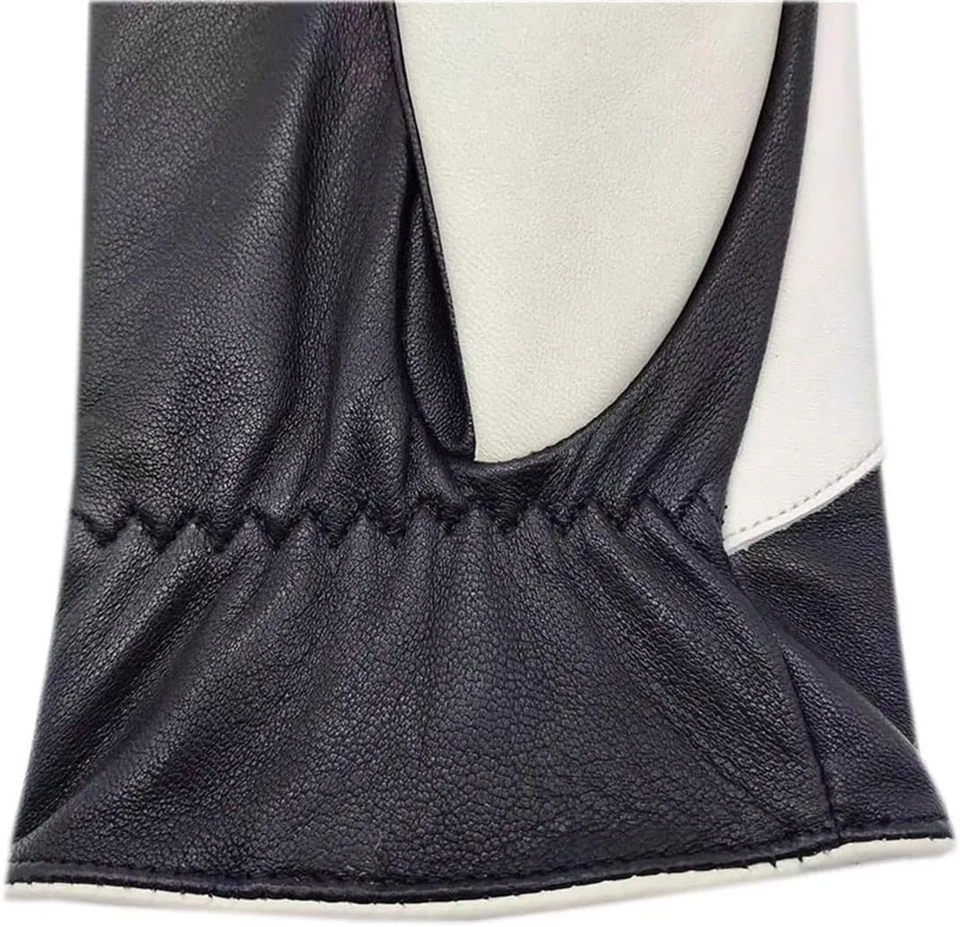 Niiyyjj Winter Men'S Sheepskin Gloves Wool Lining Machine Sewing Warm Driving Riding Leather Gloves