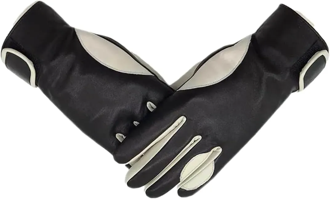 Niiyyjj Winter Men'S Sheepskin Gloves Wool Lining Machine Sewing Warm Driving Riding Leather Gloves