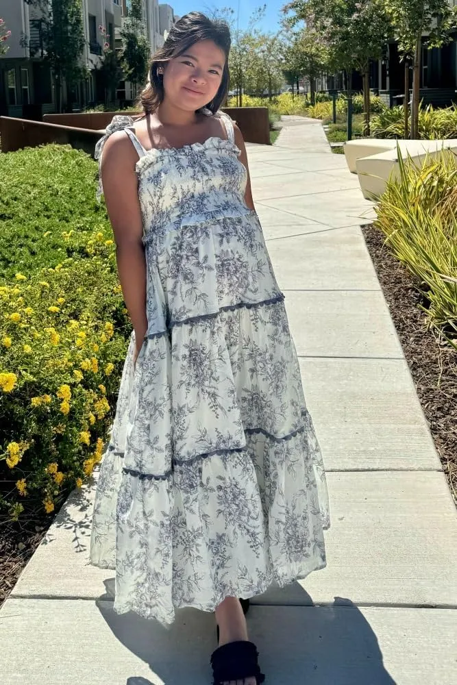 PinkBlush Floral Sleeveless Ruffle Tiered Maternity Midi Dress