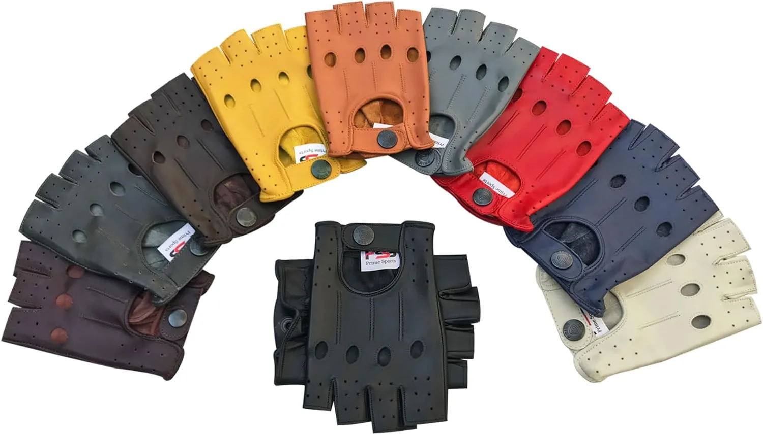 Prime Finger Less Driving Gloves Soft Cow Napa Leather Weight Lifting Gloves 309 (Leopard-Yellow, M)