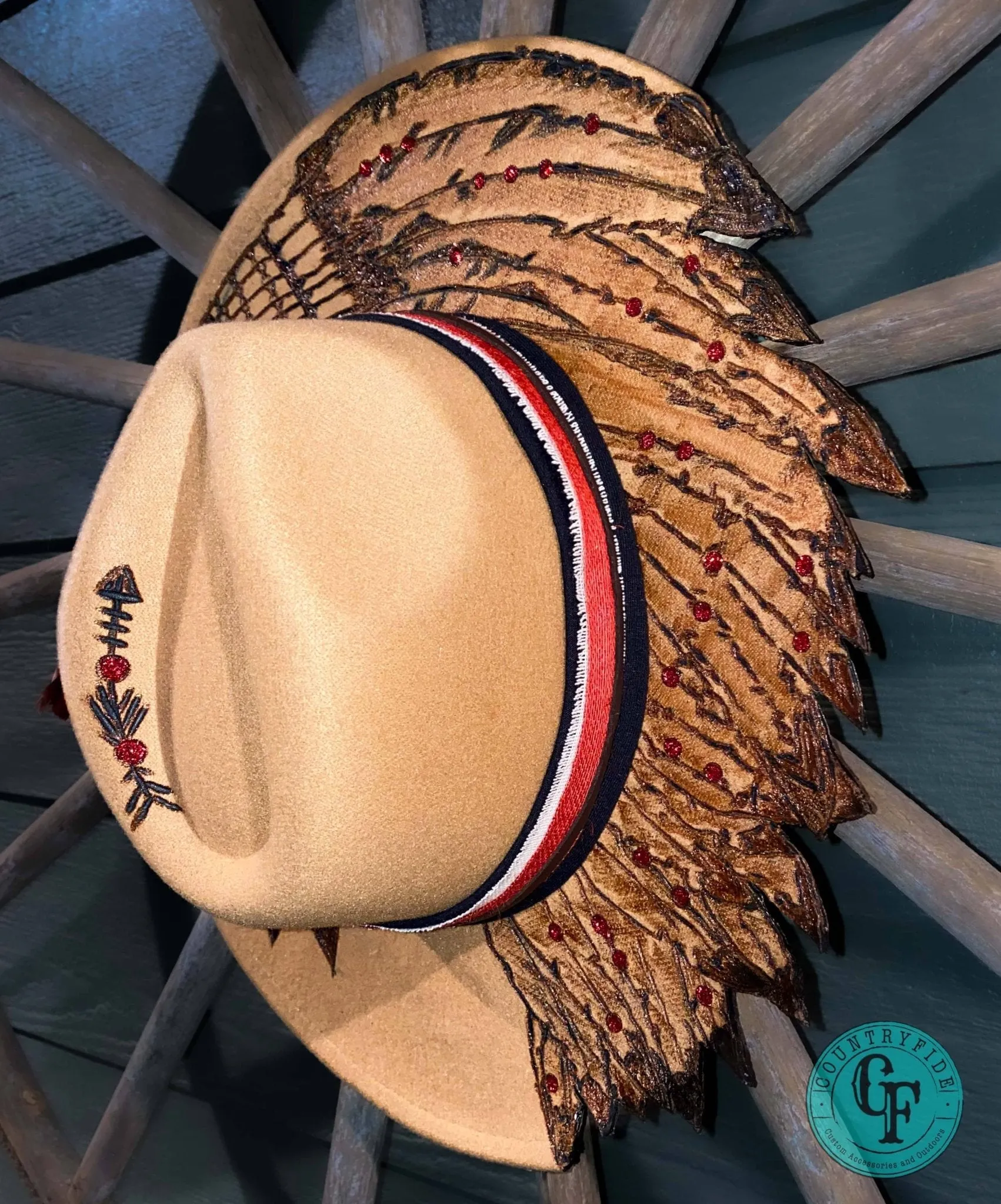 RED FEATHER INDIAN FEDORA