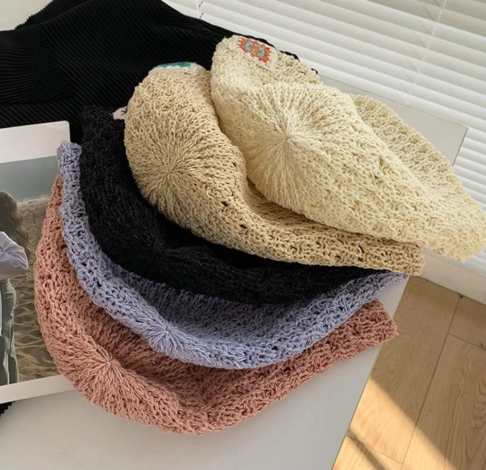 Straw Hats Sun Hats for Women Handmade Straw Bucket Hat Wide Brim Fisherman Hat Packable Summer Beach Bucket Cap UPF 50 