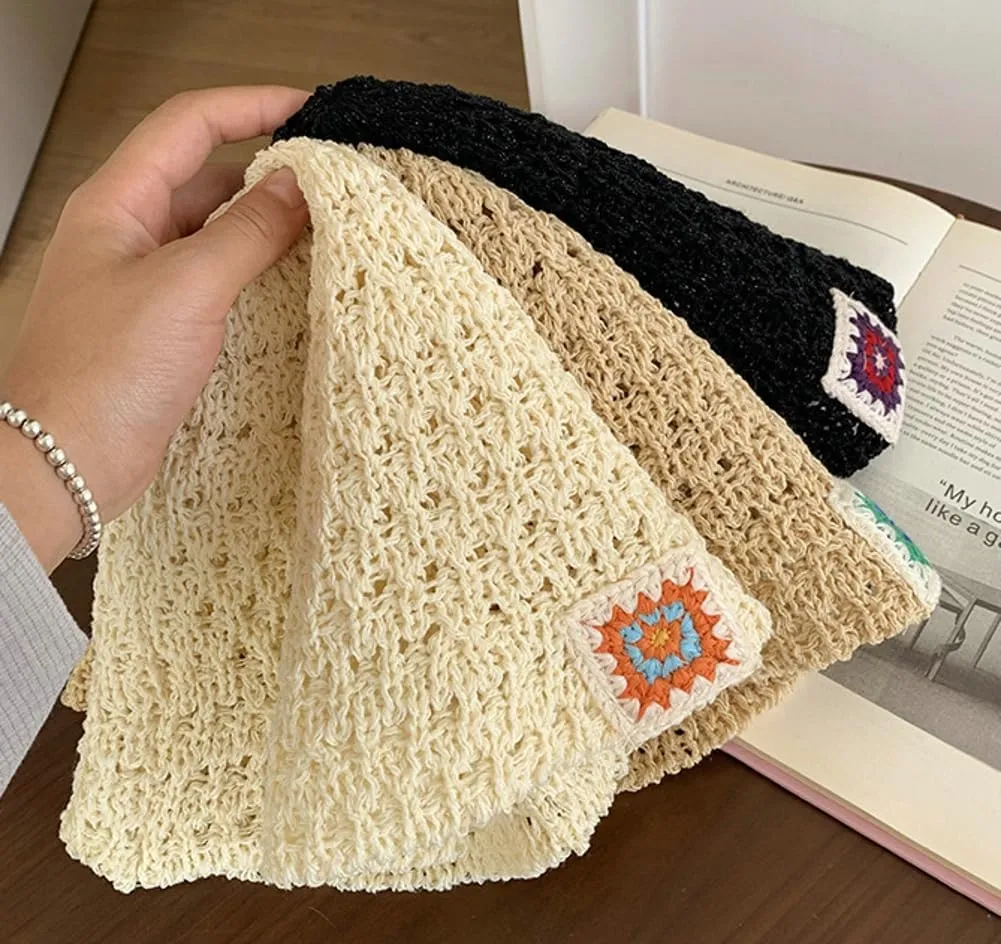Straw Hats Sun Hats for Women Handmade Straw Bucket Hat Wide Brim Fisherman Hat Packable Summer Beach Bucket Cap UPF 50 