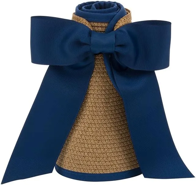 Straw Sun Visor with Bow