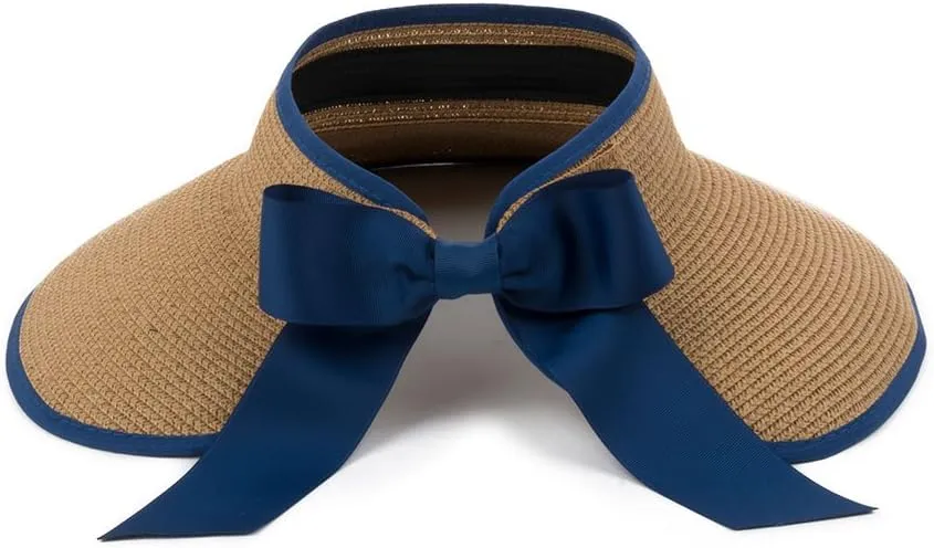Straw Sun Visor with Bow