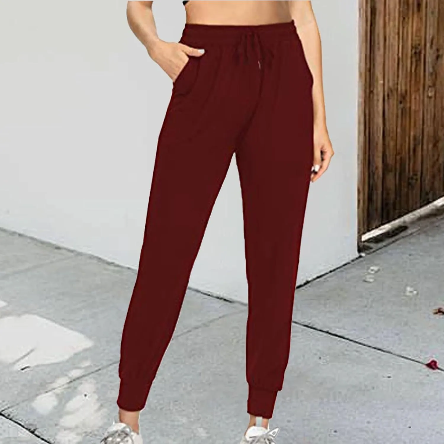 Sweatpants for Women Casual Elastic Drawstring High Waist Pants Slim Fit Workout Jogger Lounge Pants Yoga Trousers