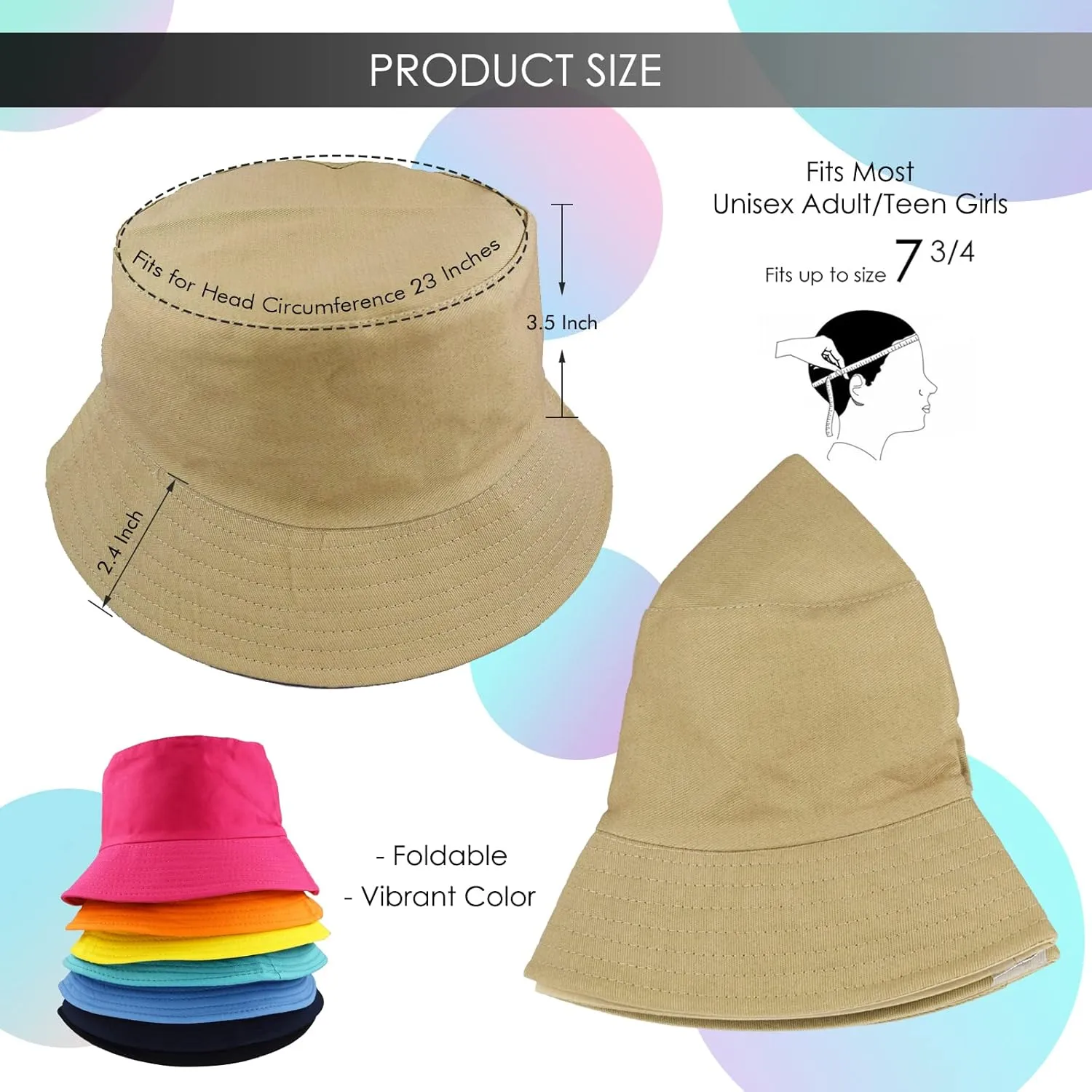 Unisex Bucket Hats Bulk, Solid Color Sun Hat Bucket Caps for Women Sumer Beach Outdoor Travel