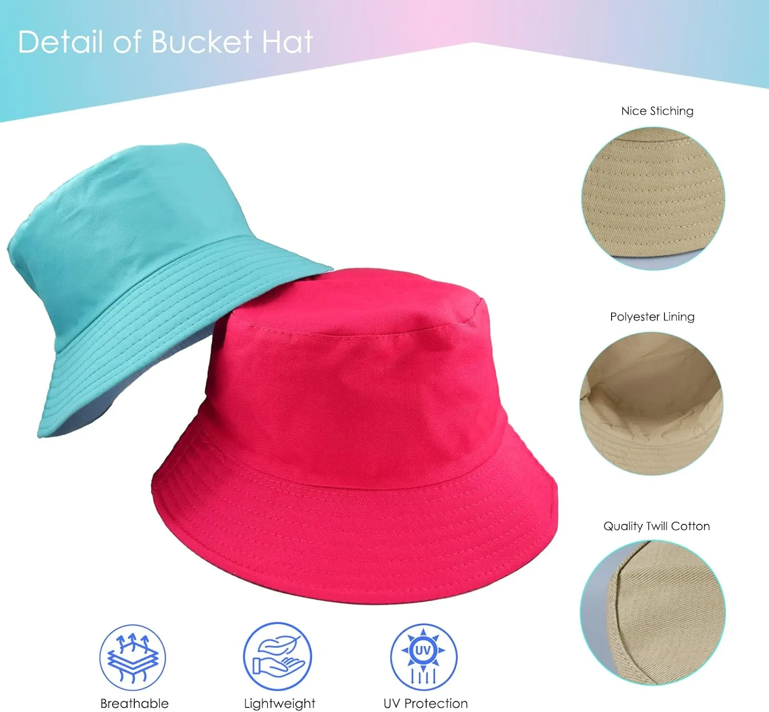 Unisex Bucket Hats Bulk, Solid Color Sun Hat Bucket Caps for Women Sumer Beach Outdoor Travel