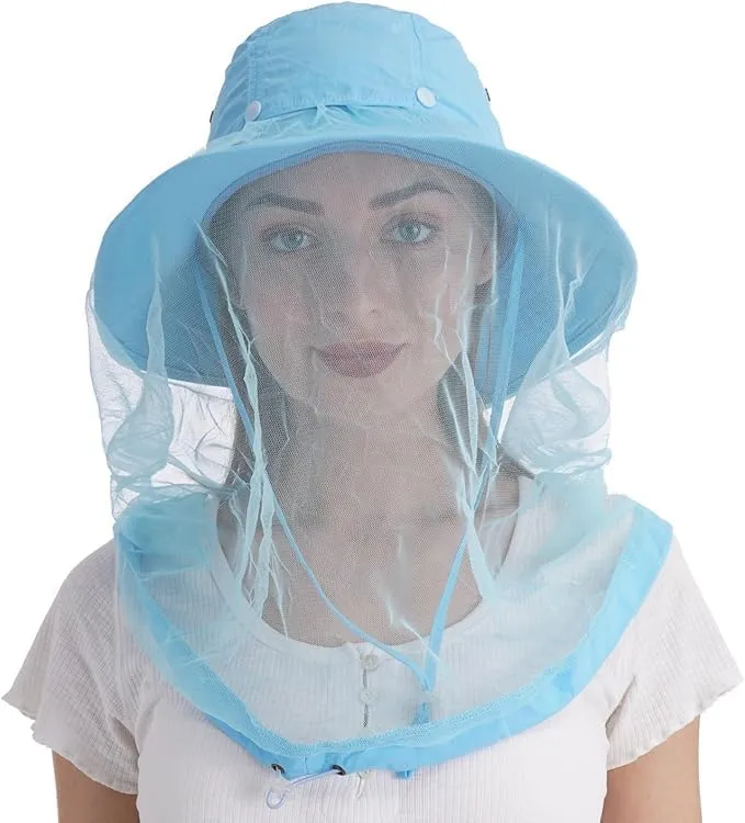 USHAKE Head Net Hat, Safari Hat Sun Hat Bucket Hat with Hidden Net Mesh