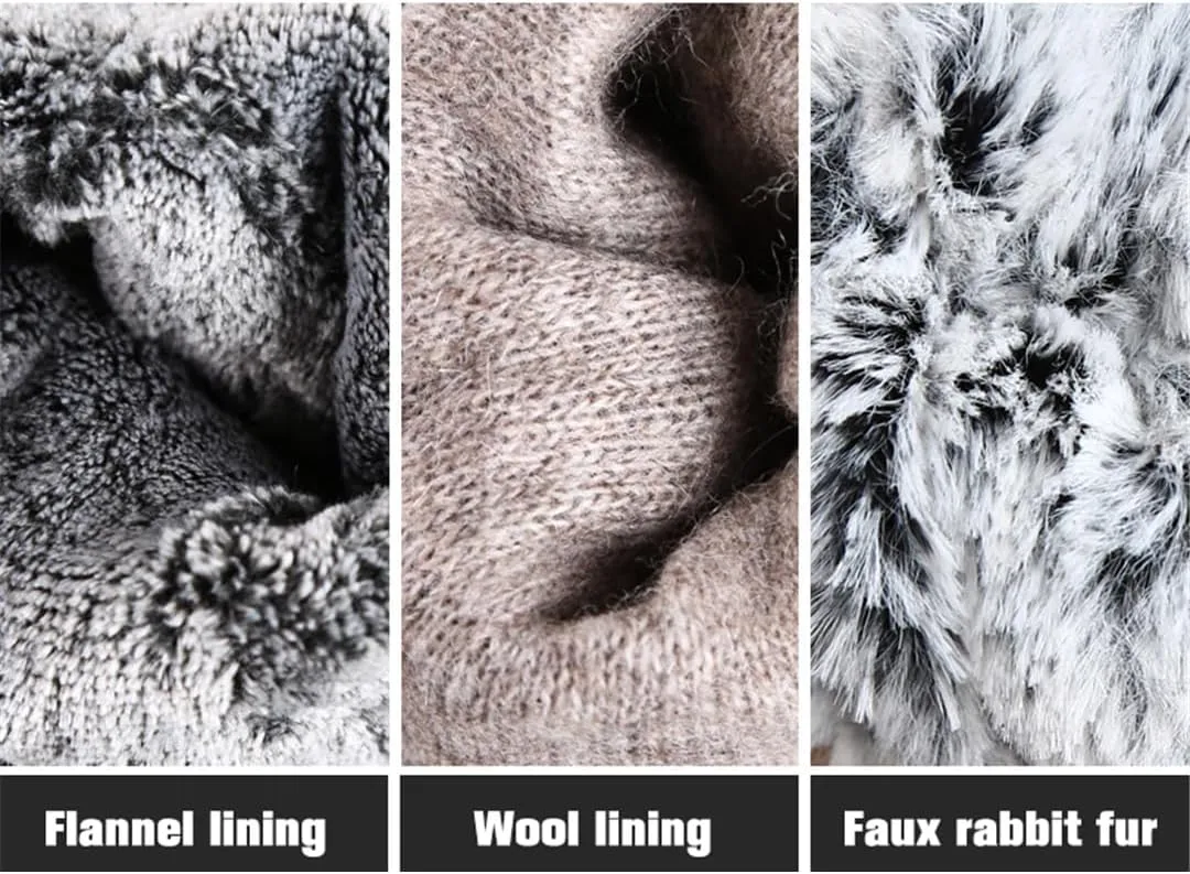 Winter Men's Deerskin Leather Gloves Soft Warm Wool Lining Black Leather Gloves