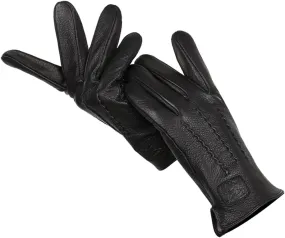 Winter Men's Deerskin Leather Gloves Soft Warm Wool Lining Black Leather Gloves